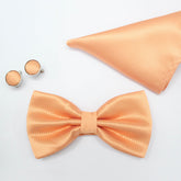 FIERY PEACH TEXTURED BOW TIE SET